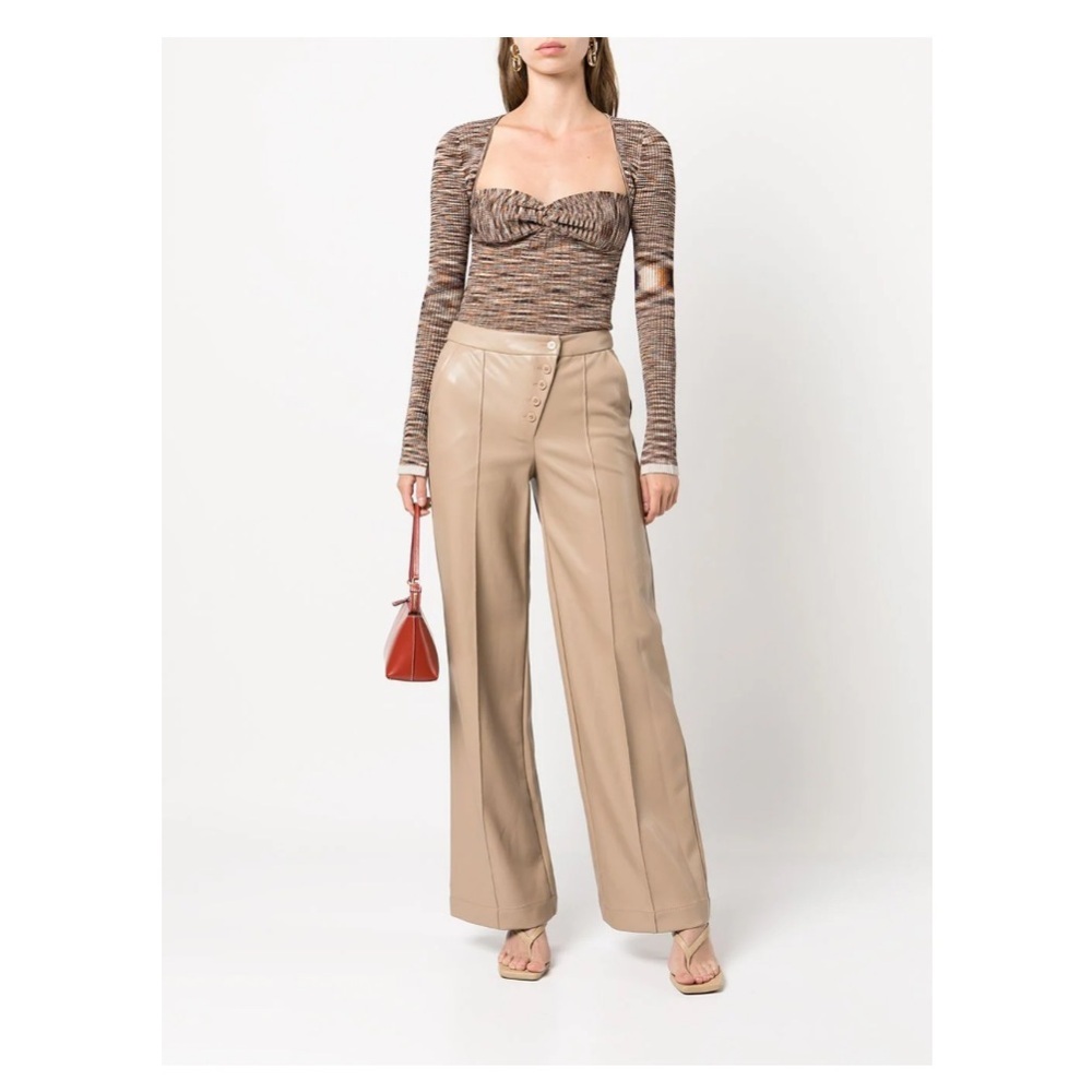 Jonathan Simkhai Four Pocket Buttoned Straight Vegan Leather Trousers 0